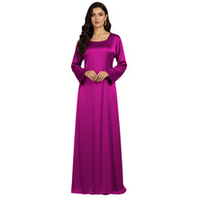 Satin Long Sleeve Modest Gown | Full Length Hijab Dress S-3XL | 41 Colors S121