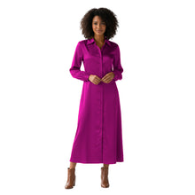 Pink Satin Tunic Coat, cute long button down dress.