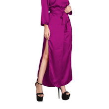 Purple Satin Palazzo Pants, rich color wide leg trousers.