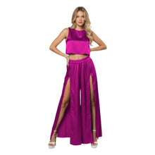 Front Cut Palazzo & Top Set for Women – Wide Leg Slit Pants Co-Ord Outfit, 41 Colors, S–5XL S147