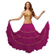 16 Yard 4-Tier Belly Dance Skirt with Gold Trim | Tribal Fusion Gypsy C5