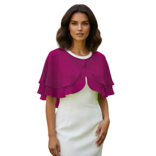 Double Layer Chiffon Peplum Shrug | Solid Color Elegant Evening Bolero | Women's Dressy Cardigan Cover-Up Top C40
