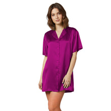 Satin Night Wear Long Shirt | Loose Sleep Shirt Dress S-3XL | 41 Colors S111