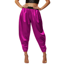 Satin Tapered Party Pants • Plus Size Elastic Waist Trousers • Women's Elegant Night Out Bottoms  S145