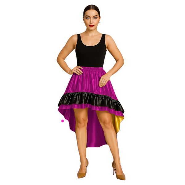 Satin Asymmetrical Dance Skirt Frill | High-Low Flow S-3XL S48