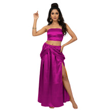 Satin Side Cut Draped Skirt | High Slit Flow Maxi S-3XL | 41 Colors S42