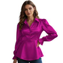 Satin Victorian Button-Down Shirt | Long Sleeve Blouse S-3XL S86