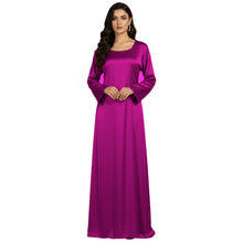 Satin Long Sleeve Modest Gown | Full Length Hijab Dress S-3XL | 41 Colors S121