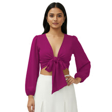 Chiffon Belly Dance Ruffle Top | Elastic Sleeve Self-Tie S-5XL C67