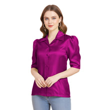Satin Puff Sleeve Button Down Shirt | Elegant Top S-3XL | 41 Colors S80