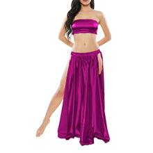 Satin Belly Dance Side Cut Skirt | Slit Flow Costume Plus Size | 41 Colors S1