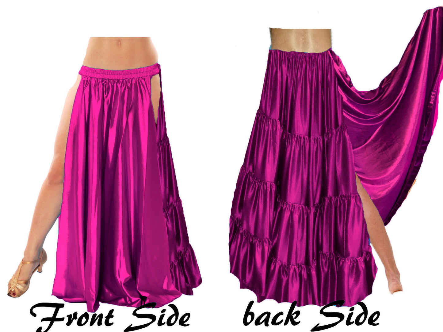 Side Slit A line Belly Dance skirt 4 Layer Skirt S95 - Regular Size 2