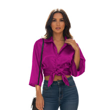 Satin Button Down Crop Top | High-Shine Shirt S-3XL | 41 Colors S116
