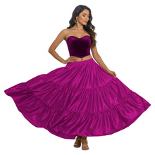 Satin 8 Yard 3 Tier Belly Dance Skirt | Full Volume Flow S-5XL S3