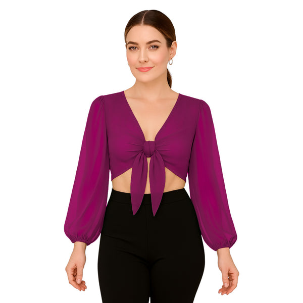 Chiffon Belly Dance Ruffle Top | Flowy Sleeve Choli S-5XL | 30 Colors C73