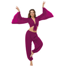 Ultimate Chiffon Belly Dance Costume Set (S-5XL) - 2PC Harem Pant & Ruffle Top | 30 Colors C29