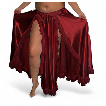 Women Belly Dance Satin 2 Side slite Skirt S102- Regular Size 2