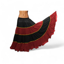 16 Yard 4-Tier Belly Dance 2-Color Skirt with Gold Trim | Tribal Fusion Gypsy C6