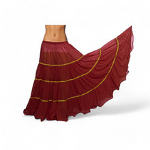 16 Yard 4-Tier Belly Dance Skirt with Gold Trim | Tribal Fusion Gypsy C5