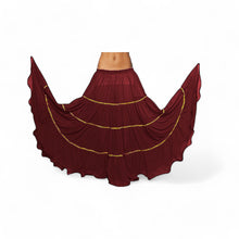 16 Yard 4-Tier Belly Dance Skirt with Gold Trim | Tribal Fusion Gypsy C5