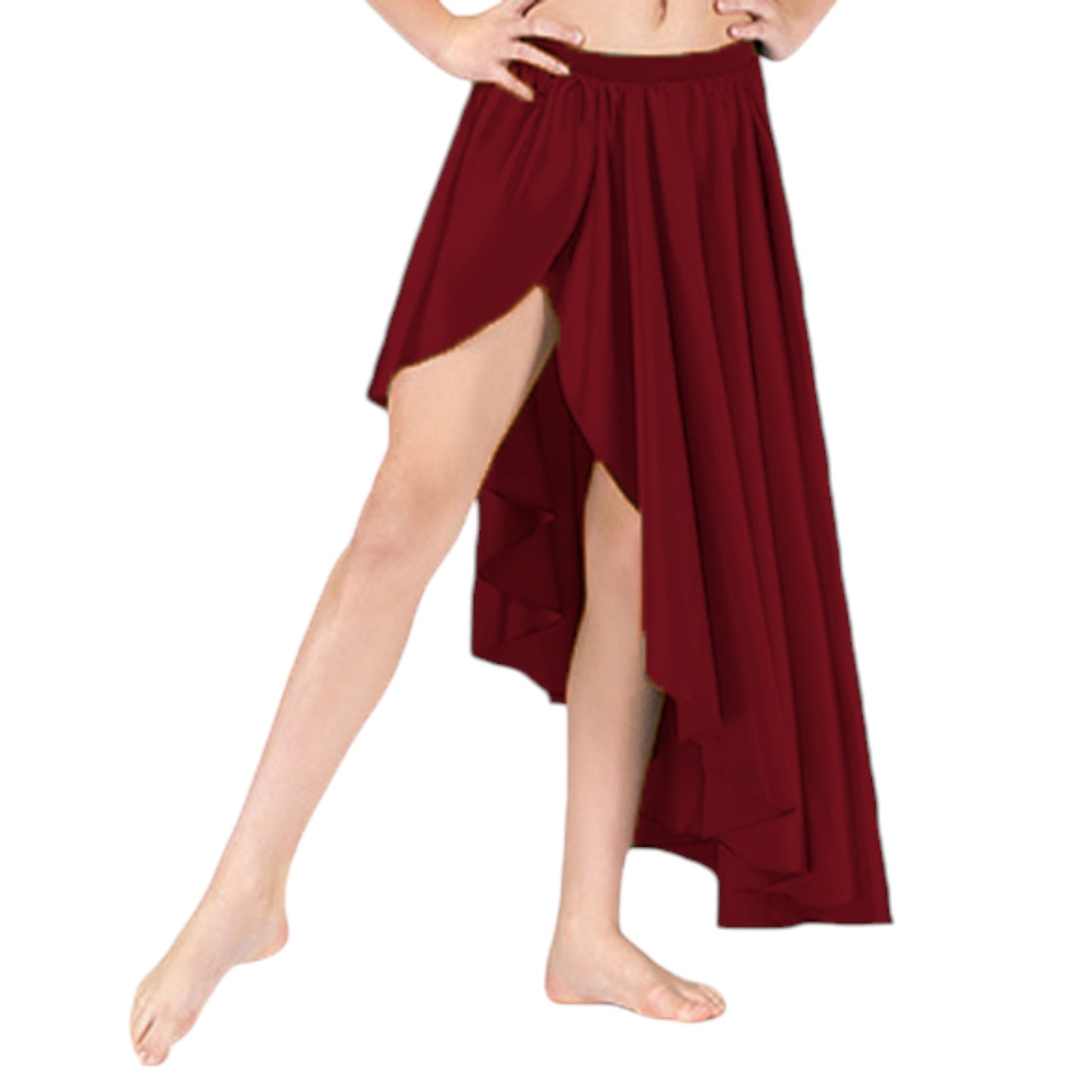 Belly Dance Satin Skirt Ballet Asymmetrical skirt S72 - Regular Size 2