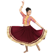 Chiffon Bollywood Dance Skirt | Gold Lace Border | S-5XL, 30 Colors C37