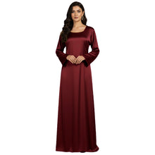 Satin Long Sleeve Modest Gown | Full Length Hijab Dress S-3XL | 41 Colors S121