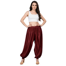 Royal Blue Satin Boohoo Harem Pants, elegant performance trousers.