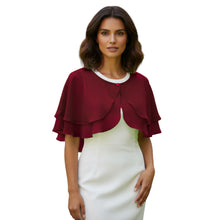 Double Layer Chiffon Peplum Shrug | Solid Color Elegant Evening Bolero | Women's Dressy Cardigan Cover-Up Top C40