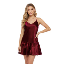 Purple Satin Night Wear Gown, rich color sleep dress.