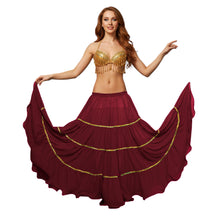 16 Yard 4-Tier Belly Dance Skirt with Gold Trim | Tribal Fusion Gypsy C5