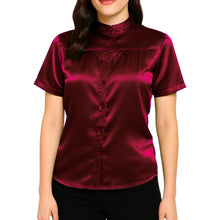 Satin Short Sleeve Button Down Shirt | Chic Blouse S-3XL | 41 Colors S85