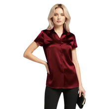 Satin Short Sleeve Button Down Shirt | Chic Blouse S-3XL | 41 Colors S118