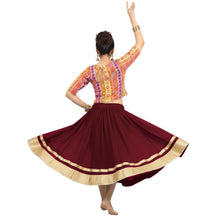 Chiffon Bollywood Dance Skirt | Gold Lace Border | S-5XL, 30 Colors C37