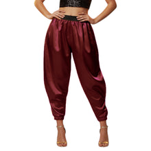 Satin Tapered Party Pants • Plus Size Elastic Waist Trousers • Women's Elegant Night Out Bottoms  S145