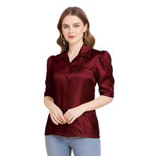 Satin Puff Sleeve Button Down Shirt | Elegant Top S-3XL | 41 Colors S80
