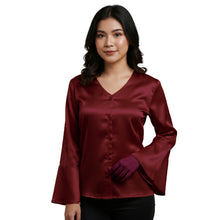 Satin Flare Sleeve Button Down Top | Dramatic Blouse S-3XL | 41 Colors S82