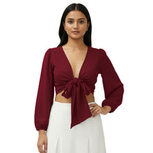 Chiffon Belly Dance Ruffle Top | Elastic Sleeve Self-Tie S-5XL C67