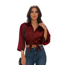 Satin Button Down Crop Top | High-Shine Shirt S-3XL | 41 Colors S116