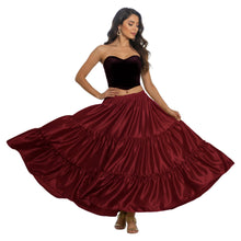 Satin 8 Yard 3 Tier Belly Dance Skirt | Full Volume Flow S-5XL S3