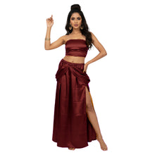 Satin Side Cut Draped Skirt | High Slit Flow Maxi S-3XL | 41 Colors S42