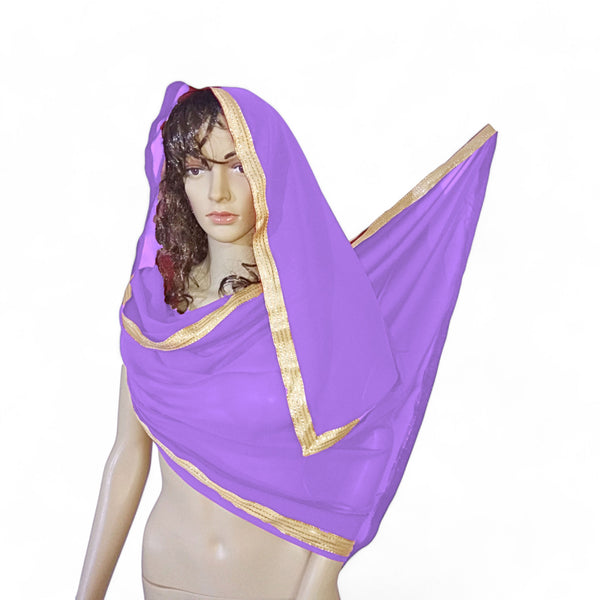 Belly Dance Dupatta Veil With Gold Trim C21 - Regular Size 2