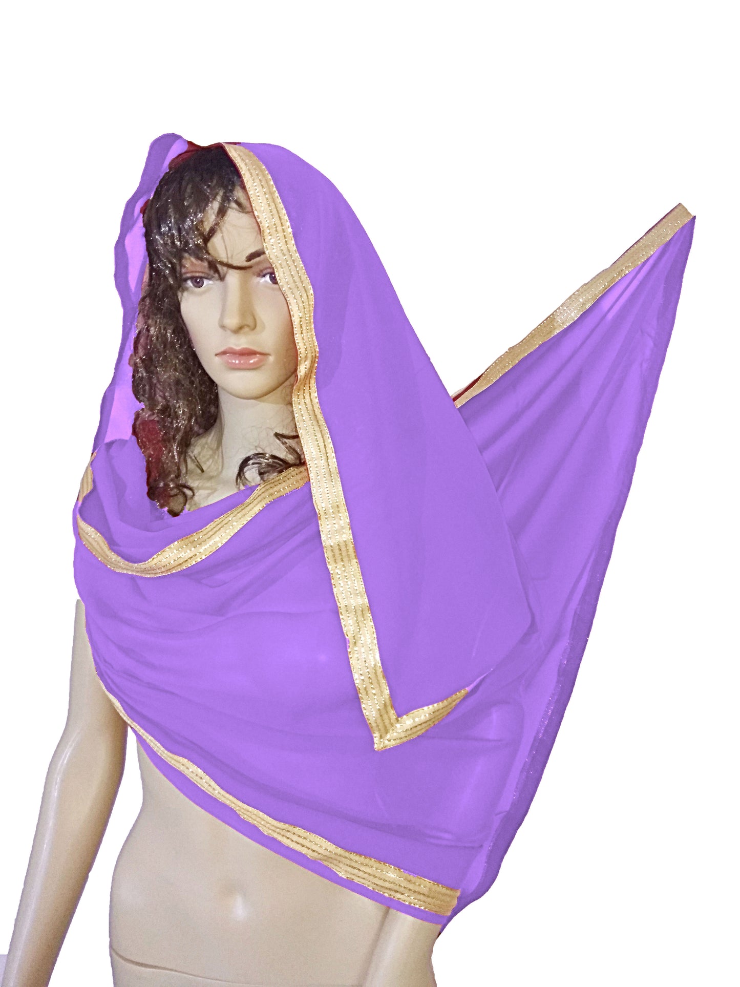 Belly Dance Dupatta Veil With Gold Trim C21 - Regular Size 2