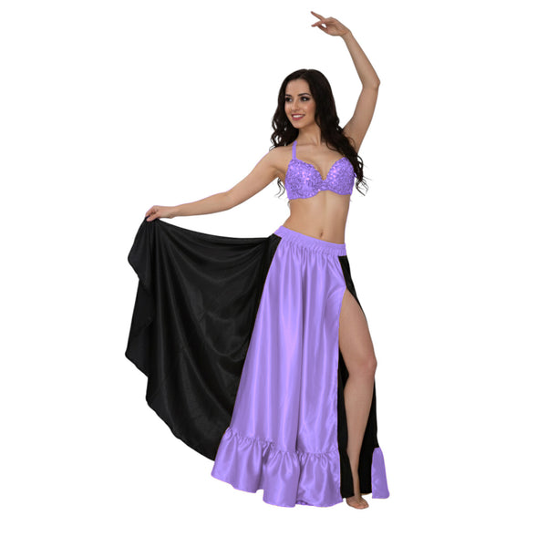 Satin Half Circle Skirt w/ Frill | Elegant Dance Flow S-3XL | 41 Colors S52