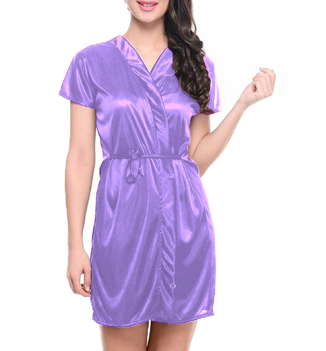 Satin Night wear Bathrobe S108 - Regular Size 2