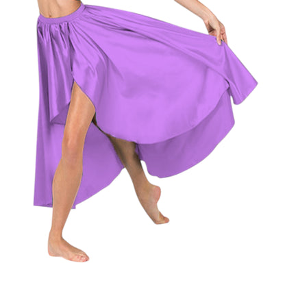 Satin High Low Asymmetrical Skirt  Ballet Dance Skirt S73-Regular Size 2