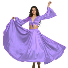 Satin Belly Dance Full Circle Skirt & Ruffle Top Set S-3XL | 41 Colors S76