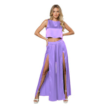 Front Cut Palazzo & Top Set for Women – Wide Leg Slit Pants Co-Ord Outfit, 41 Colors, S–5XL S147