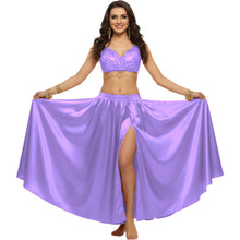 Satin Half Circle Dance Skirt | Side Slit Flow S-3XL | 41 Colors S15