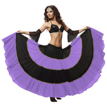 16 Yard 4-Tier Belly Dance 2-Color Skirt with Gold Trim | Tribal Fusion Gypsy C6